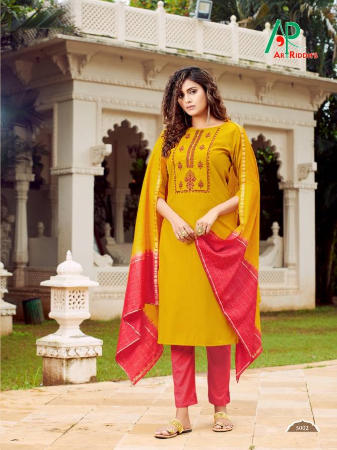 Art Riddhs Rrr Ethnic Wear South Cotton Heavy  Kurti With Dupatta Collection